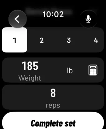 Registrando uma série de supino no Apple Watch